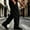 Black, variant on Men Soft Knit Cargo Sweatpants Sevevn Oversized Side Patch Utility Pockets Elastic Waist Wide Straight Leg Solid Loose Trousers For Street Sports And Daily Relax Wear