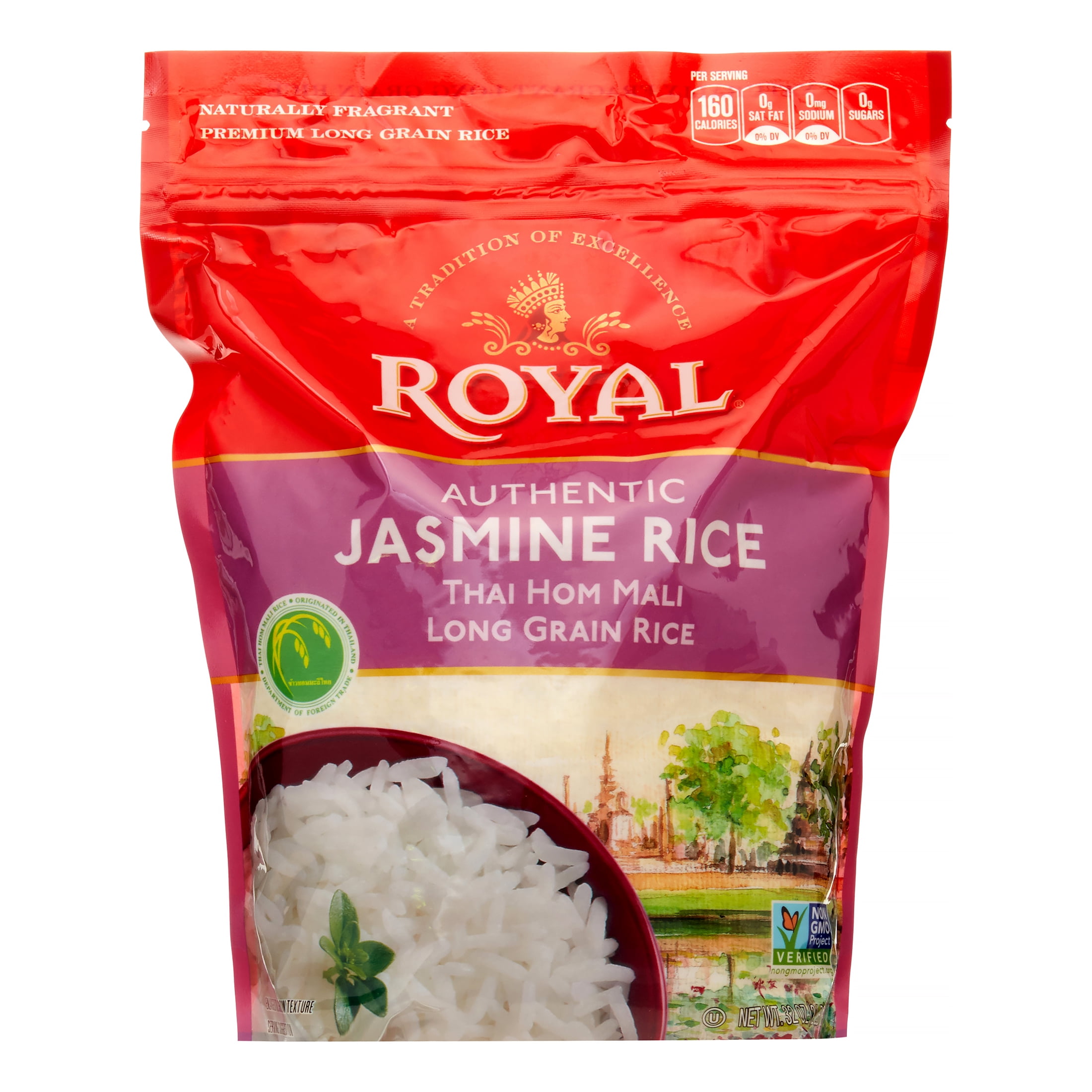 Royal Rice, Jasmine, Stand Up Bag, 2 Lb