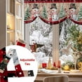 thumbnail image 5 of Christmas Snowman Tie Up Valances Curtain, Christmas Tree Snowflakes Red Wood Texture Adjustable Rod Pocket Short Window Treatment Tie Up Curtains Valances for Kitchen Living Room Bathroom 54x18 In, 5 of 9