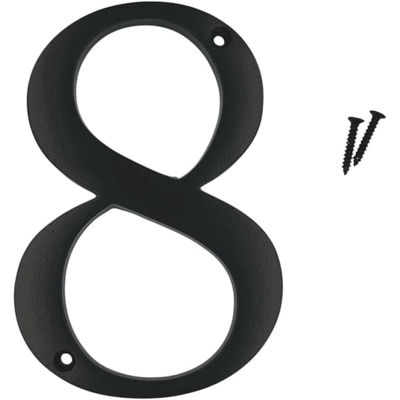 Large 5" Black Metal Flush Mount House Address Numbers, Bold Font, Easy to Read (8)