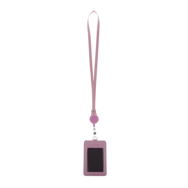 Porta Acreditación Portatarjetas Vertical de Cuero PU de Caras con Correa para Cordón en El Cuello - Rosado SM SunniMix Porta credencial con cordón