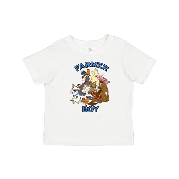 Inktastic Farmer Boy with Happy Farm Animals Boys or Girls Baby T-Shirt