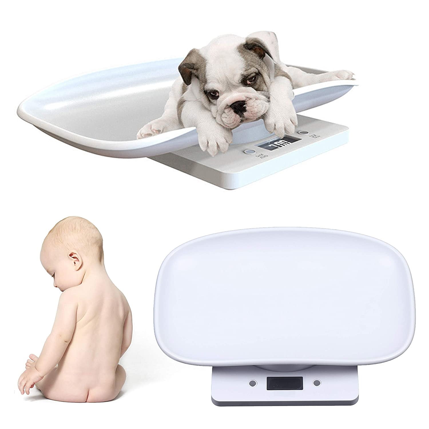 ANQIDI 22.05 Lbs LCD Display Pet Scale Tare Function White Baby Scale