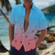 thumbnail image 1 of Blusa y camisa de manga corta con cuello vuelto Camisa casual para hombre Camisa de bolos vintage de manga corta Camisas de verano de playa cubana Camisa con botones Blusa para hombre Poliéster, 1 of 5