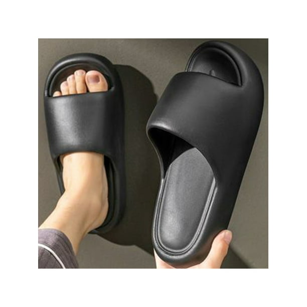 Black slip on slides best sale