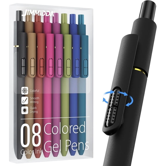 8 Pcs Colored Gel Pens with Fidget, Vintage Color Ink No Smudge