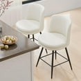 thumbnail image 2 of VINGLI 26" H Swivel Barstools Set of 2, PU Faux Leather Upholstered Counter Height Bar Stool with Back, Kitchen High Chairs with Cushion Round Seat, Metal Legs, White, 2 of 7