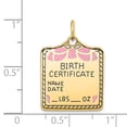 thumbnail image 3 of 14k Yellow Gold Enameled Pink Engravable Birth Certificate Charm, 3 of 4