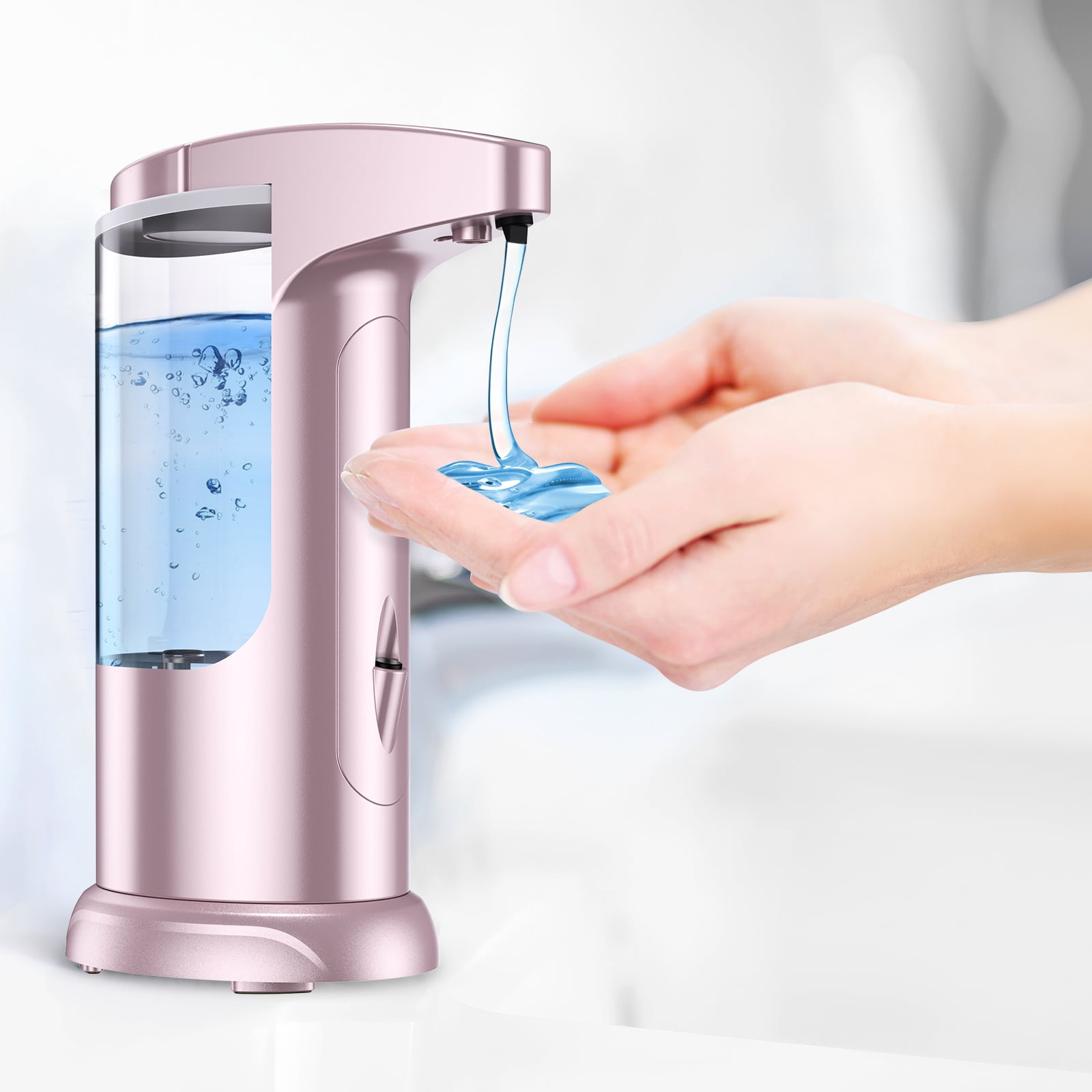 AMIR Soap Dispenser Hand Soap Dispenser Waterproof Liquid Soap Dispenser Automatic Soap Dispenser for Kitchen Bathroom Washroom Toilet Facial Cleanser Pink