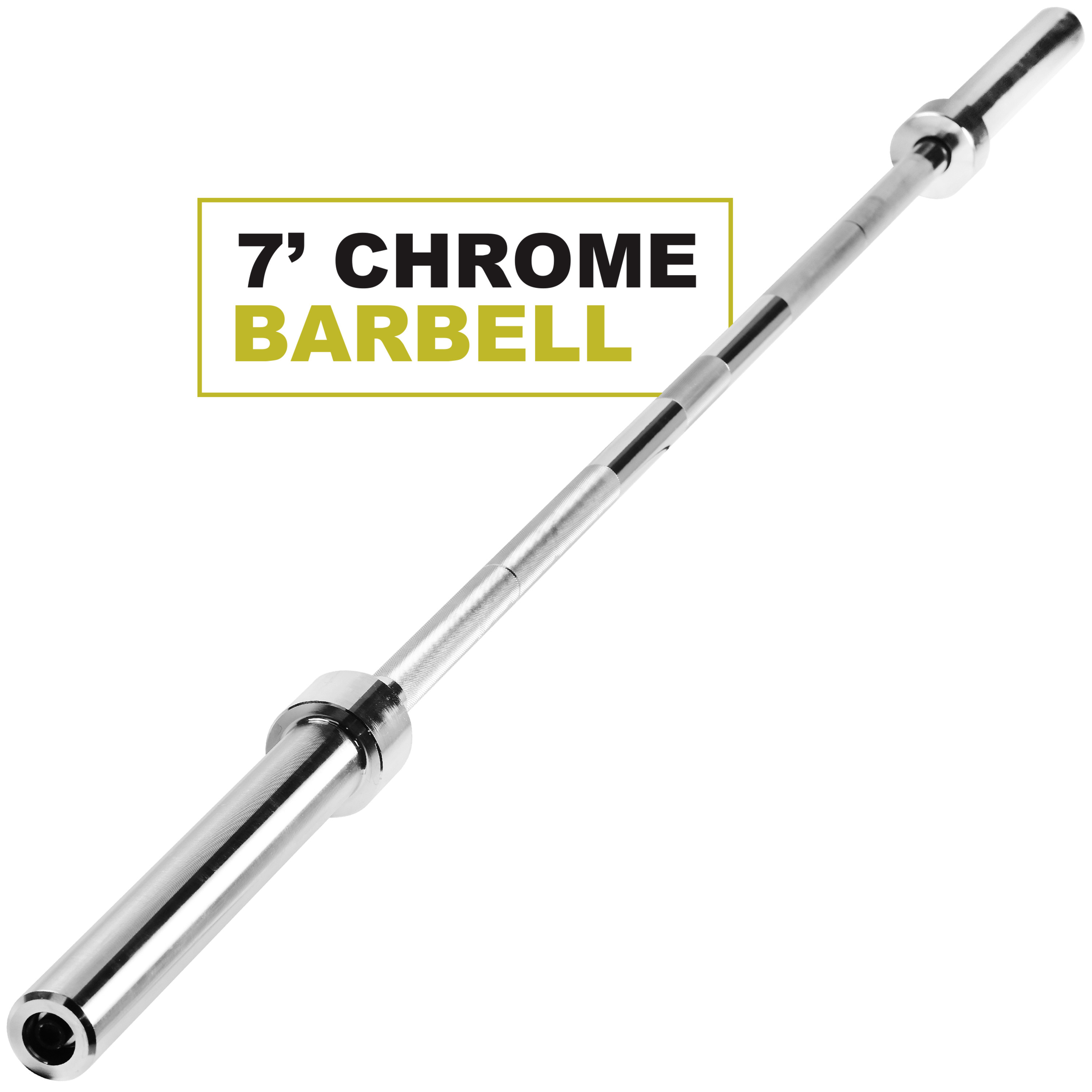 PRCTZ 7 ft Olympic Barbell with 2 In. Sleeve Diameter, 45 Pound Weighted Barbell with 800-Pound Capacity, Available in Black and Chrome - image 2 of 10
