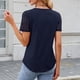thumbnail image 3 of Blusas para Mujeres Casual Manga Corta Cuello Redondo Encaje Empalme Blusa 95% Poliéster 5% Spandex, Nuevo Color Sólido Superior para el Uso Diario, 3 of 8