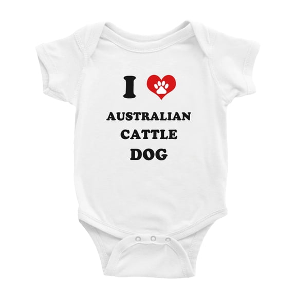 I Heart Australian Cattle Dog Funny Baby Bodysuits (White, 18-24 Months)