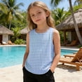 thumbnail image 6 of LIaqionyy Girls Cotton Linen Sleeveless Tank Tops Basic Summer Casual Crew Neck Blouse Breathable Loose Vest Shirts, 6 of 7