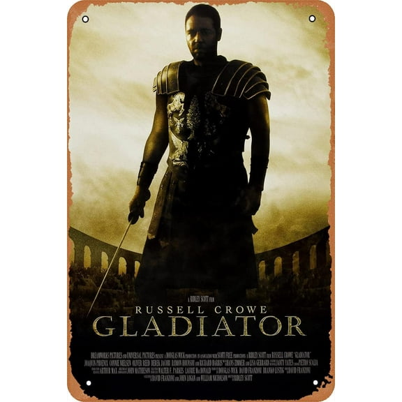 Gladiator Movie Poster Retro Metal Sign Vintage Tin Sign for Cafe Bar Home Wall Decor 12 X 8 inch