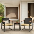 thumbnail image 3 of Asofer 3 Pieces Patio Bistro Wicker Chairs , All-Weather Outdoor Rattan Conversation Set with Glass Table for Lawn, Poolside, Porch,Beige, 3 of 8