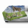thumbnail image 3 of Giraffe Soft Flannel Fleece Throw Blanket, Antelope and Giraffe on Green Meadow Zoo Animals in Tropic Atmosphere, Cozy Plush for Indoor and Outdoor Use, 50" x 60", White Blue Brown, by Ambesonne, 3 of 6