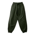 thumbnail image 5 of BRELIL Men Plus Size Harem Pants Loose Flowy Boho Lounge Trousers Drawstring Waist Vacation Casual Long Pants Solid Summer Fashion Outfits, Army Green 2XL, 5 of 6