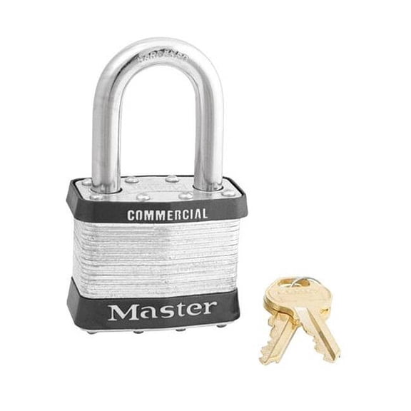 Master Lock Keyed Padlock, 15/16 in,Rectangle,Silver 25KALF