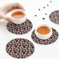 thumbnail image 4 of Leather Coasters with Heat-resistant for Drinks, vintage flowers skull -标题2 Round Shape, 4 of 5