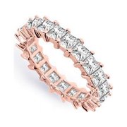 Fine Jewelry Vault UBAGVRSQ350CZ229 Three & Half CT CZ Eternity Band in 14K Rose Gold Vermeil, 22 Stones