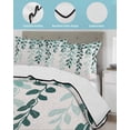 thumbnail image 4 of Quilts Twin Size Bedding Set, Teal Ombre Botanical Lightweight Quilted Comforter, Watercolor Pastoral Leaf Farmhouse Soft Reversible Bedspread Coverlet with Pillow Covers for All Season, 68" x 86", 4 of 7