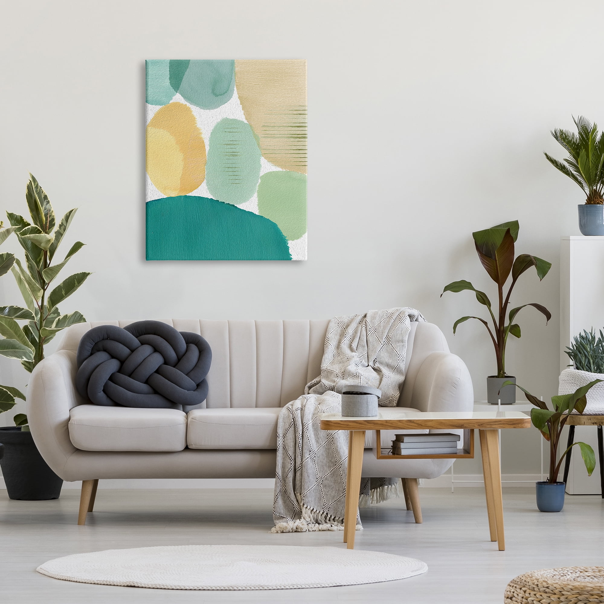 Stupell Industries Green & Yellow Circles Abstract Painting Gallery Wrapped Canvas Art Print Wall Art, 30 x 40