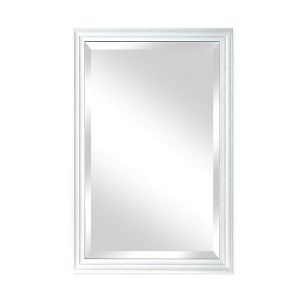 Chelsea Whitewash 24" x 36" Beveled Glass Wall Mirror