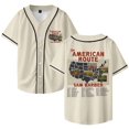 thumbnail image 1 of Sam Barber The American Route Tour 2026 Jersey de béisbol camisa con cuello en V mujeres hombres ropa de calle de manga corta,Beige,XXS, 1 of 3