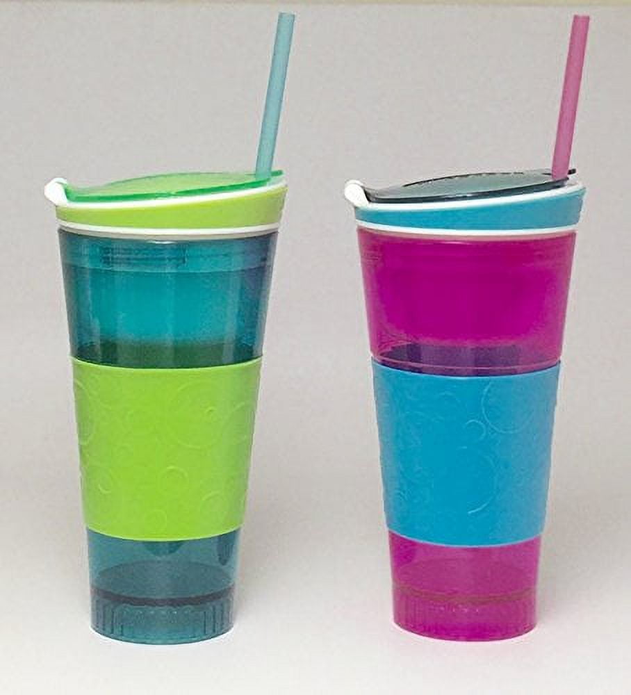 Snackeez 2 In 1 Snack and Drink Cup As Seen On TV Pink/Blue No Straw