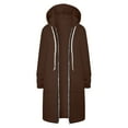thumbnail image 3 of Women Casual Zip up Polyester Hoodies, Long Hoodie Tunic Jackets Long Sleeve Sweater Dress with Side Pockets Coffee 2XL, 3 of 7