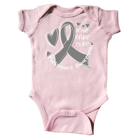 

Inktastic Love Care Cure Parkinson s Awareness with Gray Ribbon Gift Baby Boy or Baby Girl Bodysuit
