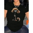 thumbnail image 1 of T-Shirt Imprimé Chien Original pour Femmes - Col Rond Décontracté Manches Courtes, Haut d'Été Confortable en Mélange de Polyester, Lavable en Machine Fête des Pères, Fête des Mères, Nouvel An, Festival du Printemps, Saint-Valentin, 1 of 6