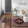 Home Dynamix Ariana Ksara 3Piece Traditional Medallion Border Area Rug Set, Black/Red, for