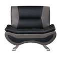 thumbnail image 2 of Benjara  44 in. Elle Accent Chair, Black, Gray Faux Leather - Metal - Solid Wood, 2 of 5