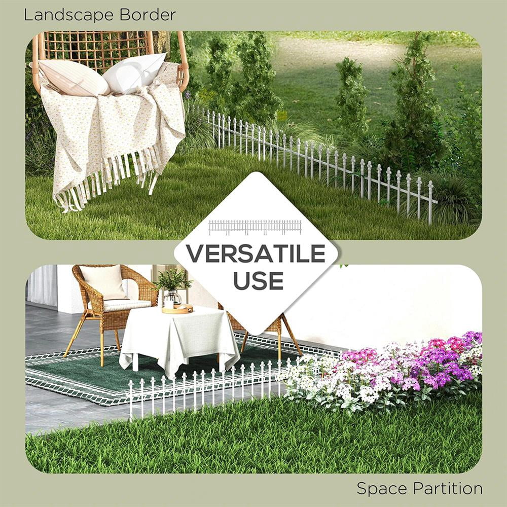 Topcobe Metal Decorative Garden Fence, 9.2' x 17.25" 5 Steel Panels, Decorative Border for Landscape, Flower Bed, Animals, Garden Decoration for Outdoor, White