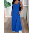 thumbnail image 5 of Women's Two-Piece Sleeveless Square Neck Tank Maxi Dress with Built-in Crop Top S, 5 of 7