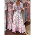 thumbnail image 5 of 2026 Women's Printed Belted Puff Sleeve Three-Quarter Sleeve Dress, 5 of 8