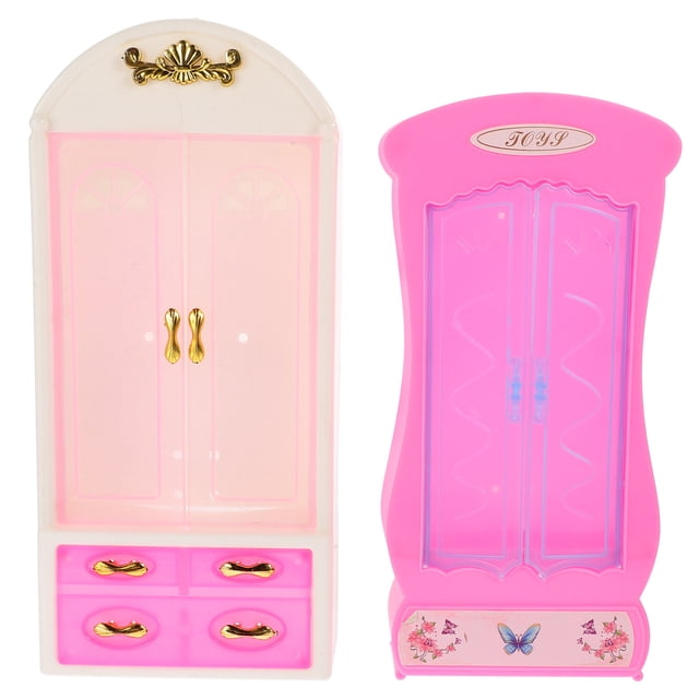 KAKOWELY 2 piezas de mini armario modelo de plástico mini armario de casa miniatura muebles adorno