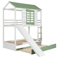 thumbnail image 5 of Harper & Bright Designs ModernHouse Pine Wood MDF Twin-over-Twin Tree House Bed with Guardrails White/Green, 5 of 22