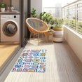 thumbnail image 4 of Yayeee Doormat for Indoor Entrance 32" x 20" Non Slippery Floor Rug, Blue Retro Pattern, 4 of 8