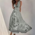 thumbnail image 3 of Frostluinai Fall Dress for Women 2023! Plus Size Cocktail Dress Wrap Deep V Neck Sleeveless Floral Swing Dresses A-Line Bohemian Maxi Party Wedding Guest Dresses, 3 of 5