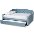 thumbnail image 2 of Baxton Studio Freda Light Blue Velvet Tufted Full Size Daybed with Trundle, 2 of 12