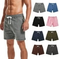 thumbnail image 6 of Lovskoo Shorts for Men Casual Trendy Solid Color Shorts Drawstring Elastic Waist Shorts Pants Dark Gray, 6 of 6
