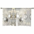 thumbnail image 2 of Christmas Balls Sheer Curtains 45 Inches Long, Silver Xmas Balls Glitter Sparkle Stars Light Filtering Window Curtains for Living Room, Rod Pocket Voile Sheer Curtain Drapes, 52"Wx45"L, 2 Panels, 2 of 9