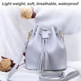 thumbnail image 4 of Bucket Bag Faux Leather Tassel Drawstring Crossbody Pouch Women Solid Color Shoulder Bag Handbag, 4 of 6
