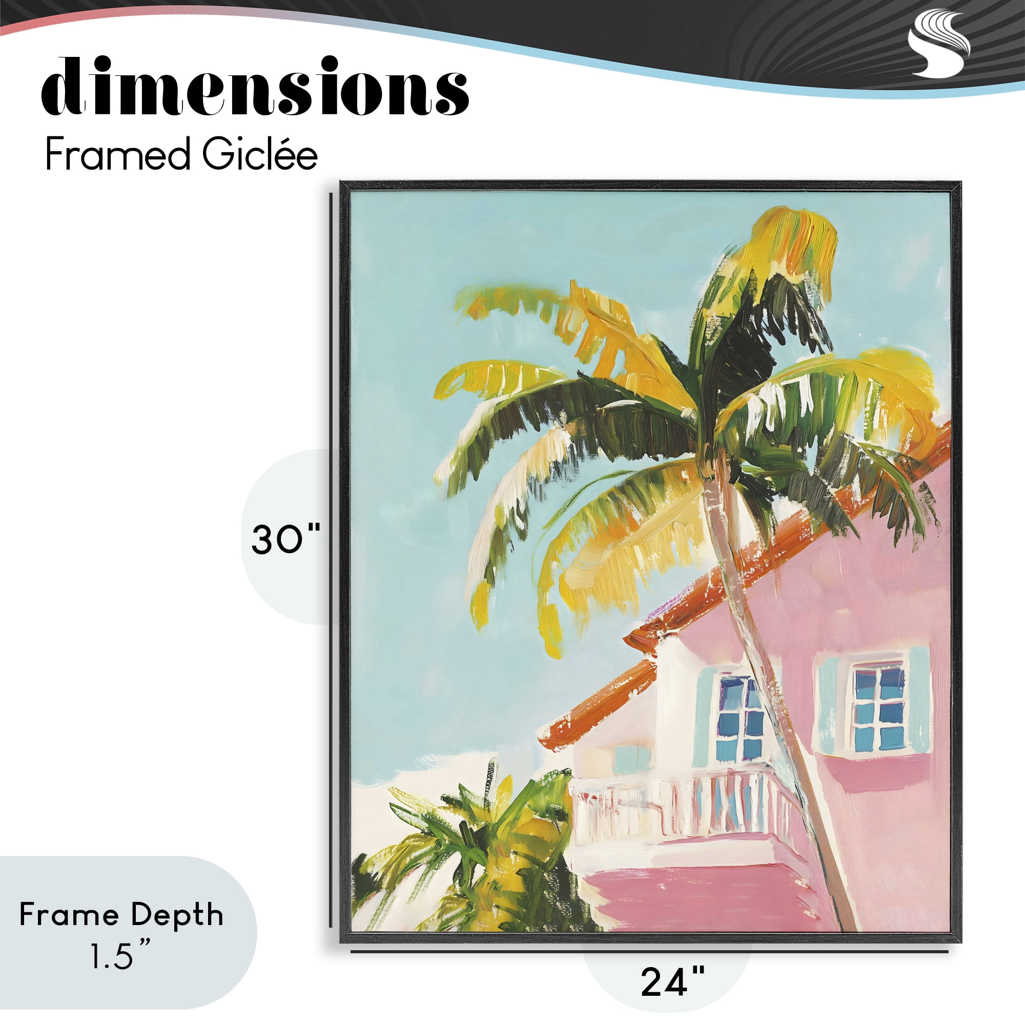 Stupell Industries Pink House Palm Tree Black Framed Giclee Art, design by The Prints Vibe