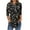 Multicolor, variant on LYEAA Women Floral Print 3/4 Length Sleeve Button Down Shirt Round Neck Blouse Stretchy Cuffs with Side Slits for Easy Movement Multicolor M