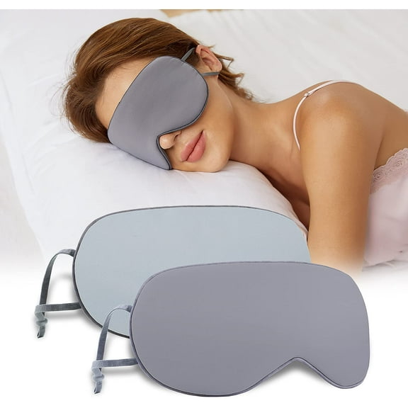 Visland Sleep Mask for Women/Men, [Double Sided Cool & Warm] Overnight Sleep Mask with Adjustable Ear Strap, Soft Eye Shade Cover for Travel, Sleep, Shift Work