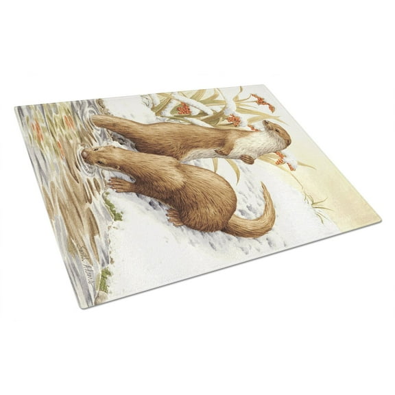 Otters & Gladon Irises Glass Cutting Board Large