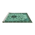 thumbnail image 2 of Ahgly Company Machine Washable Indoor Rectangle Medallion Turquoise Blue Traditional Area Rugs, 8' x 12', 2 of 4